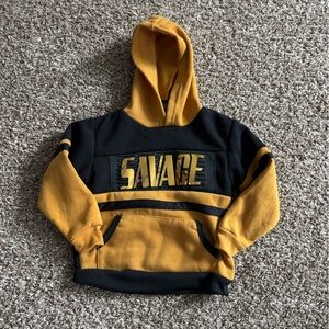 Caramel and Black Hoodie with 'Savage' Print